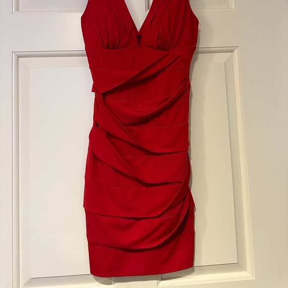 Emerald Sundae Red Deep-V Minidress - Picture 7 of 8